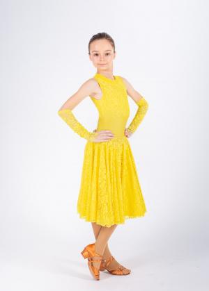 Рейтинговое платье с митенками ПР РЕ 012 желтый гипюр