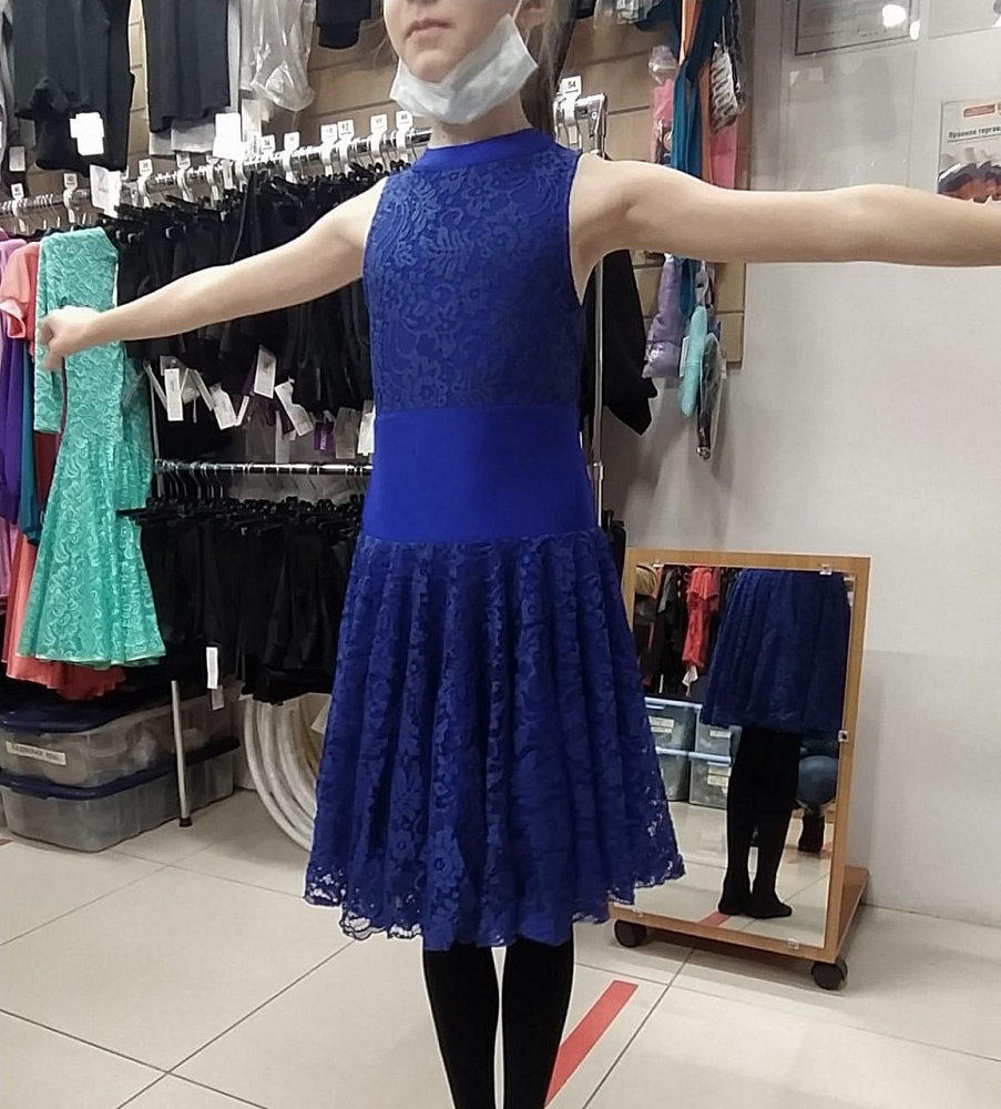 Платье для бальных танцев синего цвета